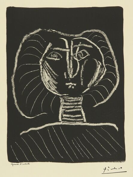 Pablo Picasso, ‘Tête de femme fond noir (B. 376; Mourlot 2)’, 1945