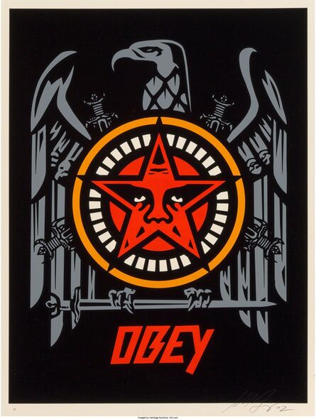 Shepard Fairey, ‘OBEY in Lesser Gods We Trust, Cash for Chaos’, 2002