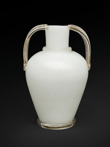 Dino Martens, ‘A pulegoso glass vase with handles and base in crystal and gold leaf’, circa 1940