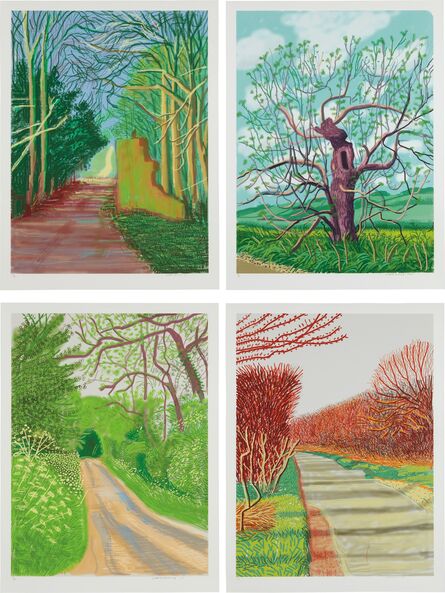 David Hockney, ‘March 19; March 21; May 16; and May 18, from The Arrival of Spring in Woldgate, East Yorkshire in 2011 (twenty eleven)’, 2011