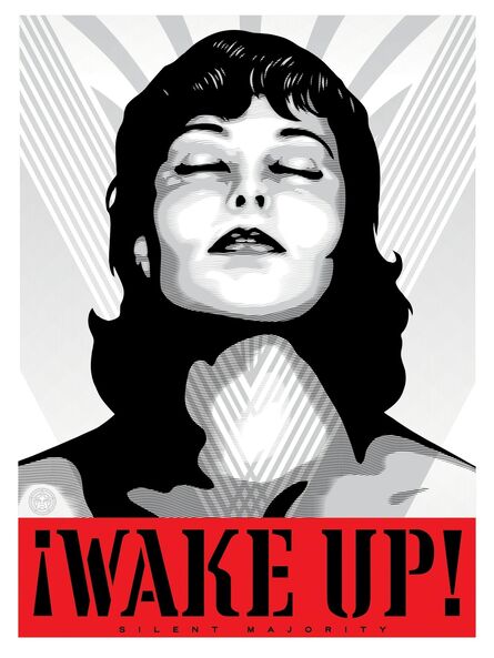 Shepard Fairey, ‘Wake Up! (Cream)’, 2017
