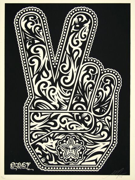 Shepard Fairey, ‘Peace Fingers (Black)’, 2006