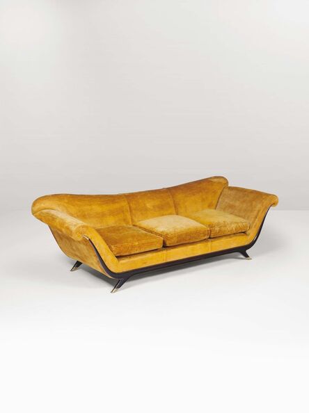 In the style of Guglielmo Ulrich, ‘A sofa with a wooden structure and fabric upholstery’, 1950 ca.