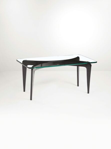 Gio Ponti, ‘A low table with a structure in ebonised wood and glass top’, 1950 ca.