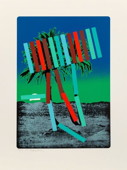 Menashe Kadishman, ‘Teal and Red Palm’, c. 1979