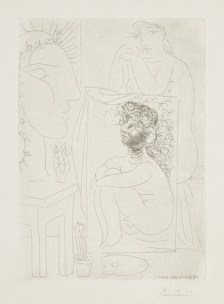 Pablo Picasso, ‘Modèle accoudé sur un tableau (Model Leaning on a Table), plate 43, from La Suite Vollard’, 1933