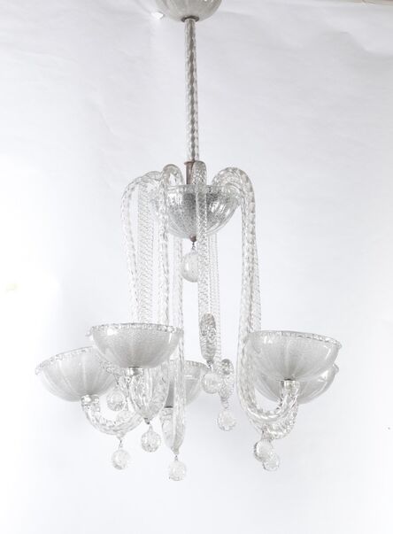 Barovier & Toso, ‘A pendant lamp with a metal structure and Murano glass’, 1940 ca.