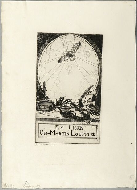 Frank Weston Benson, ‘Bookplate of Charles Martin Loeffler’, 1918