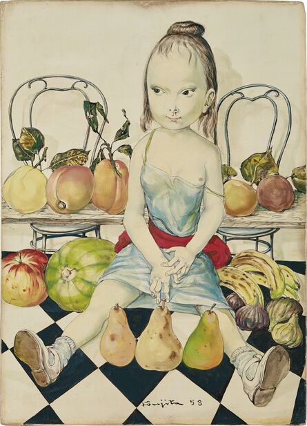 Léonard Tsugouharu Foujita 藤田 嗣治, ‘Fillette aux fruits et au damier’, 1958