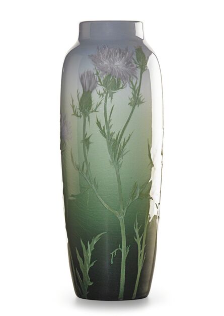 Albert Valentien, ‘Tall Iris Glaze vase with thistle, Cincinnati, OH’, 1904