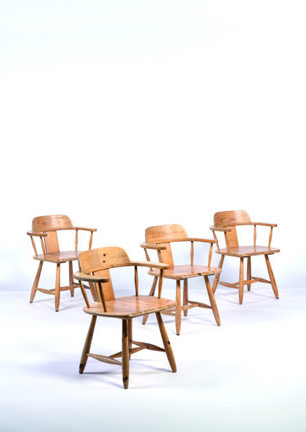 ‘Four armchairs in pine’, vers 1950