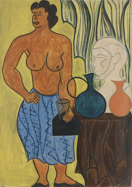 Hartwell Yeargans, ‘Untitled (Nude with Sculpture and Vases).’, 1953