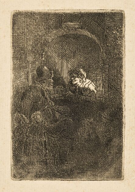 Rembrandt van Rijn, ‘A Hurdy-Gurdy player followed by children at the door of a house ('The Schoolmaster')’, 1641