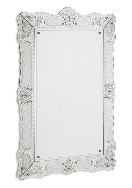 Pietro Chiesa, ‘A mirror with a wooden structure and a frame in sandblasted and silver-coated crystal’, 1940 ca.