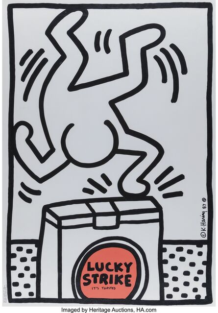 After Keith Haring, ‘Lucky Strike, poster (white)’, 1987