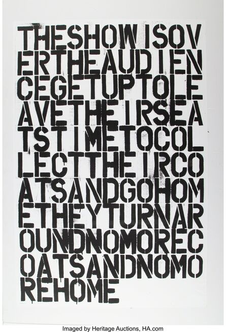 After Felix Gonzalez-Torres and Christopher Wool, ‘Untitled (Poster)’, 1993