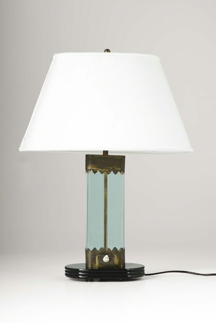 Pietro Chiesa, ‘A table lamp with a structure in brass, lacquered wood and cut crystal’, 1940 ca.