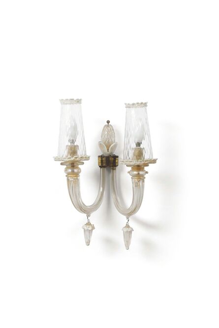 Seguso, ‘A pair of appliques with a metal and Murano glass structure’, 1940 ca.