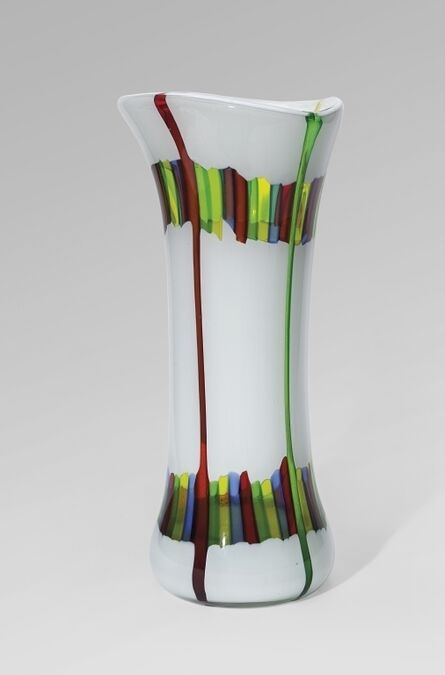 Anzolo Fuga, ‘A canne verticali lattimo and colored vase’, 1955