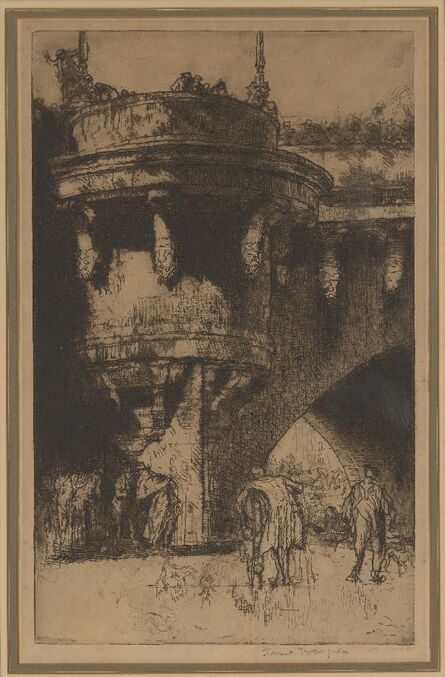 Frank Brangwyn, ‘Buttress of the Pont Neuf, Paris, [Gaunt 279A]’, 1921