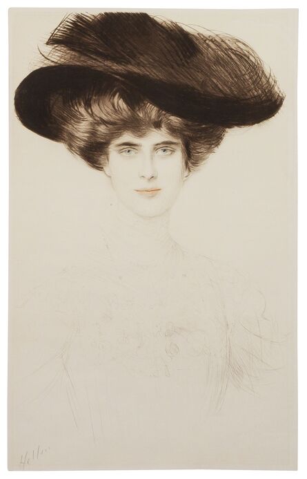 Paul César Helleu, ‘Elegant Lady in a Plumed Hat’, 1880