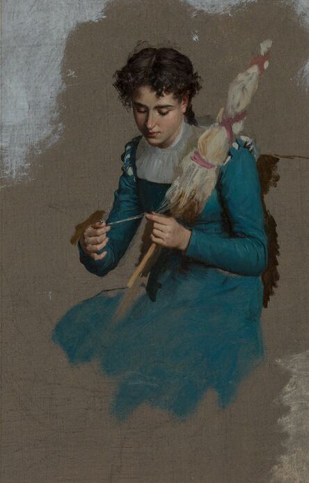 Marie Girard, ‘Young woman spinning (oil sketch)’