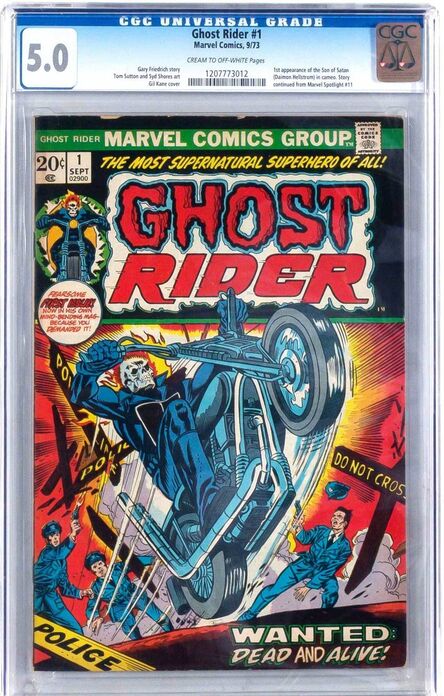 Marvel Comics, ‘Ghost Rider issue #1, first issue, first appearance of Son of Satan (Daimon Hellstrom) in cameo. CGC Graded 5.0’, 1973