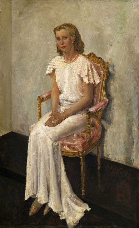Herbert Holt, ‘Portrait of a lady in an elegant white dress’, 1945