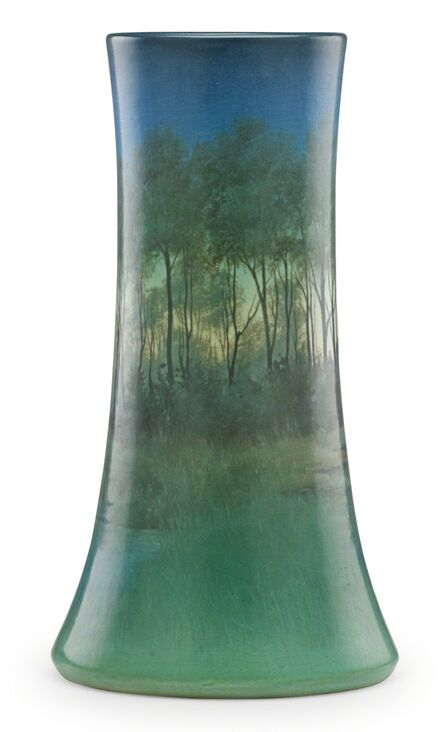 Carl Schmidt, ‘Large Scenic Vellum vase with forest and lake, Cincinnati, OH’, 1919