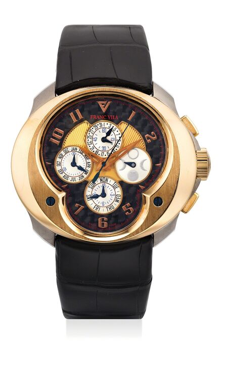 Franc Vila, ‘An attractive limited edition pink gold and titanium triple calendar chronograph wristwatch with moon phase, number 37 of 88 pieces’, Circa 2010