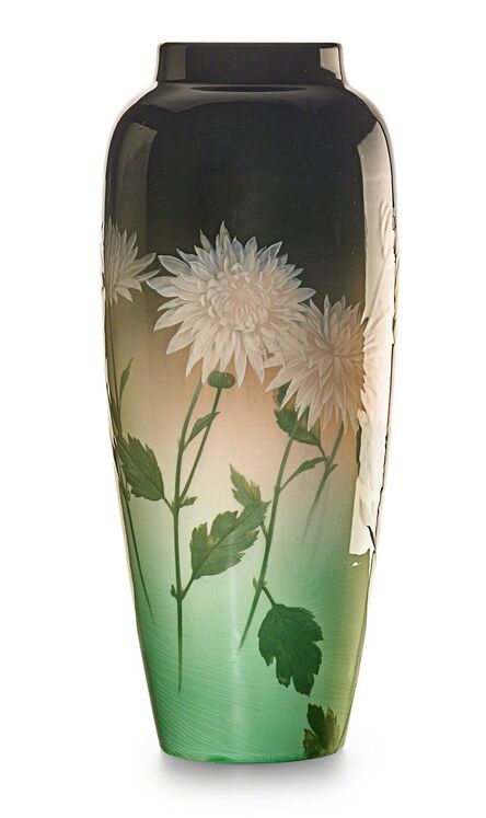 Kataro Shirayamadani, ‘Large Iris Glaze vase with chrysanthemums, Cincinnati, OH’, 1906 or 07