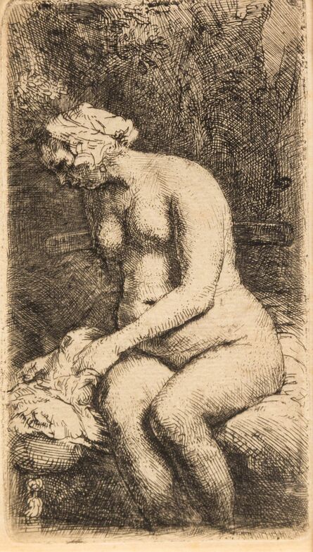 Rembrandt van Rijn, ‘Woman Bathing Her Feet at a Brook’, 1658