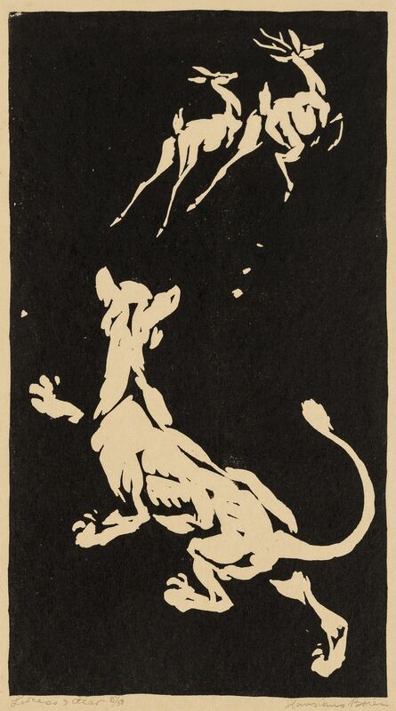 Stanislaus Brien, ‘Lioness and Deer’, circa 1935