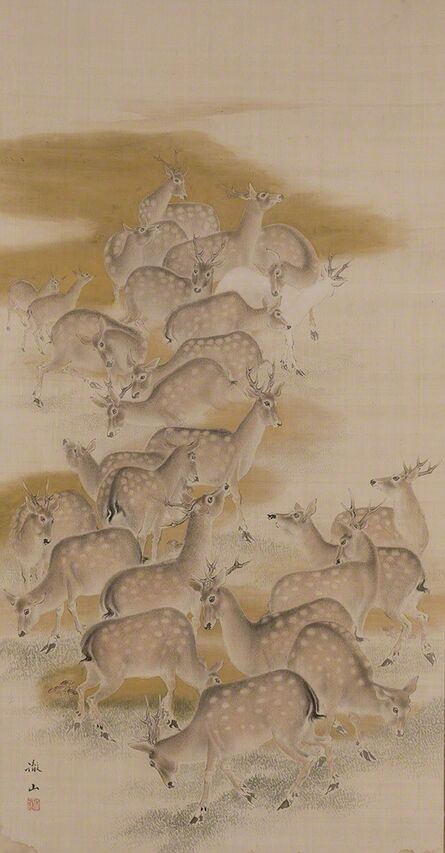 Japanese School, ‘Hanging Scroll, Herd of Deer’, 19th/20th Century