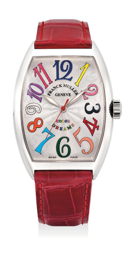 Frank Muller, ‘A attractive white gold wristwatch with sweep center seconds and multi-colored numerals’, 1990