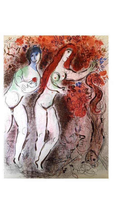 Marc Chagall, ‘Original Lithograph "Adam and Eve" by Marc Chagall’, 1960, Print, Lithograph, Galerie Philia