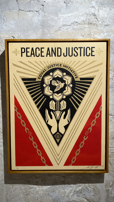 Shepard Fairey, ‘Peace and Justice summit’, 2018, Print, Sérigraphie sur bois, Ground Effect Gallery
