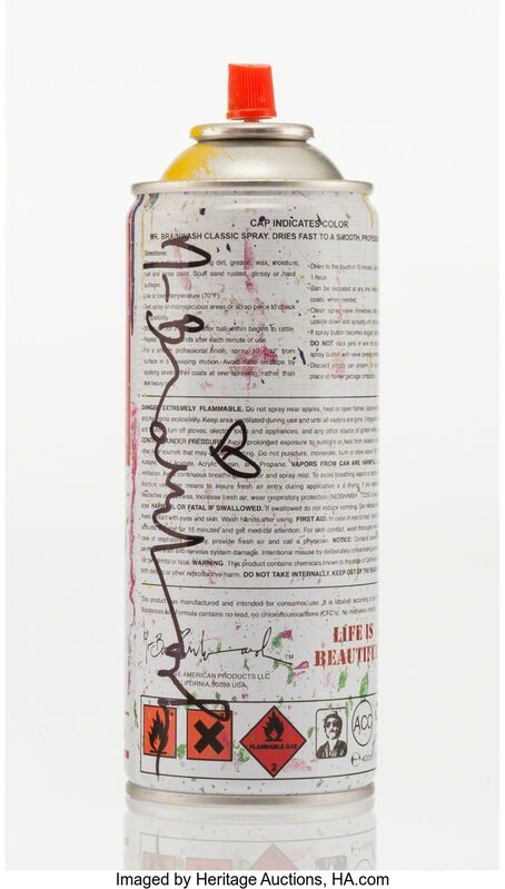 Mr. Brainwash, ‘Spray Can (Yellow)’, 2013, Print, Screenprint with handcoloring on iron spray can, Heritage Auctions
