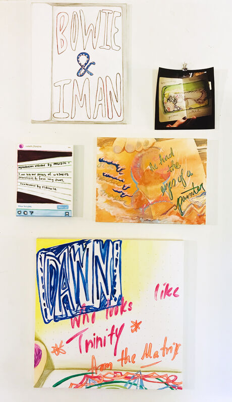Malado Francine Baldwin, ‘Books about Love (painting suite)’, 2020, Mixed Media, Mixed media on four canvases and one photograph., New York Studio School 
