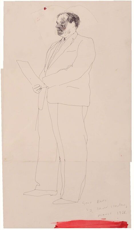 David Hockney, ‘Gene Baro (diptych)’, 1966, Drawing, Collage or other Work on Paper, Ink and watercolor on paper, Doyle