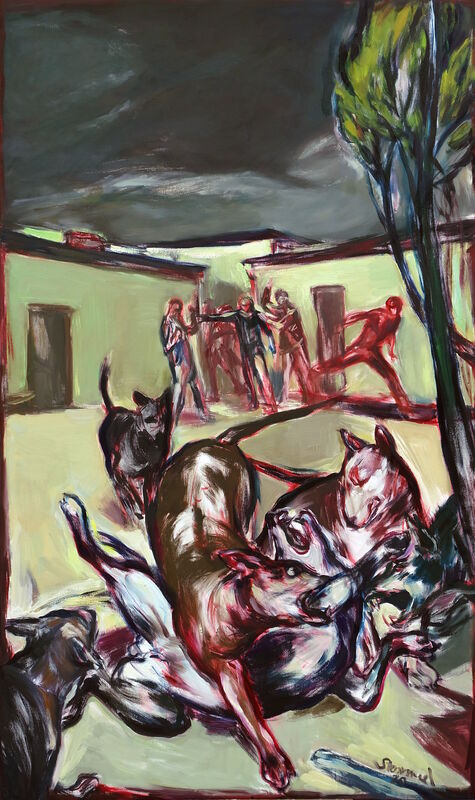 Martin Stommel, ‘The pack of Hounds ’, 2020, Painting, Oil on canvas, Gallery70 