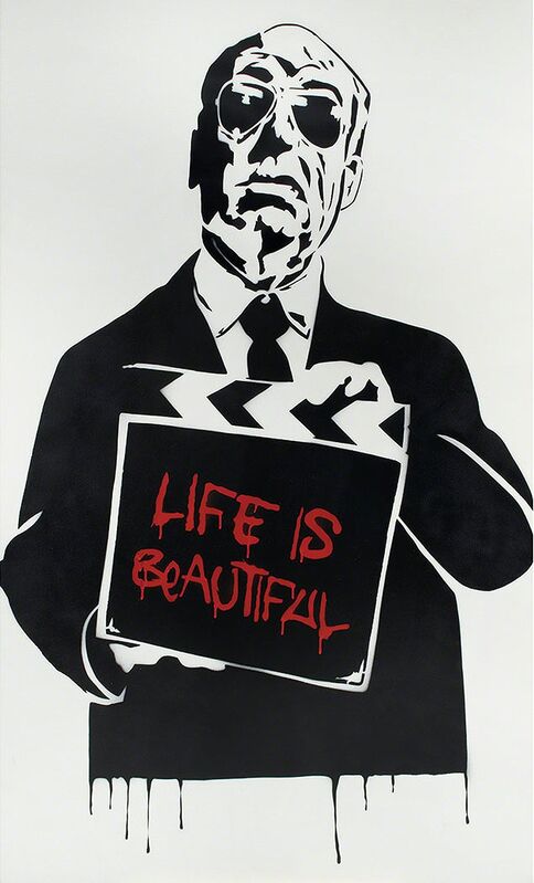 Mr. Brainwash, ‘Alfred Hitchcock (aka Life is Beautiful) ’, 2009, Print, Screen Print on Archival Paper, signed, The Untitled Space