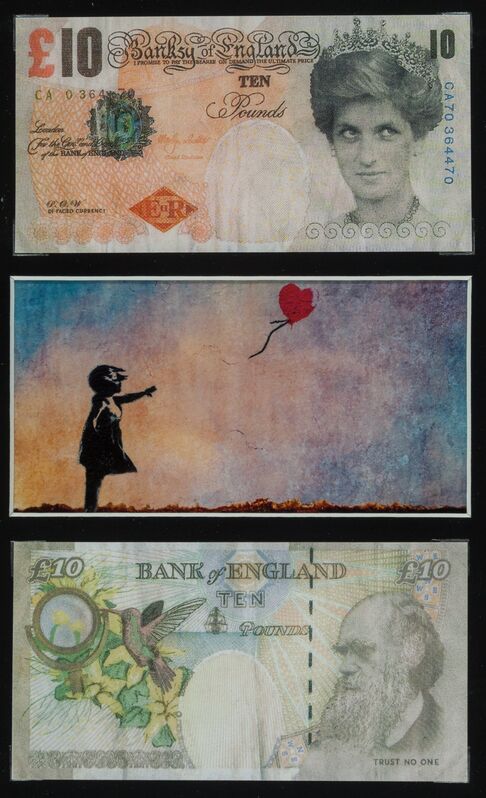Banksy, ‘Di-Faced Tenner, 10 GBP Note (2 works)’, 2005, Print, Offset lithograph in colors on paper, Heritage Auctions