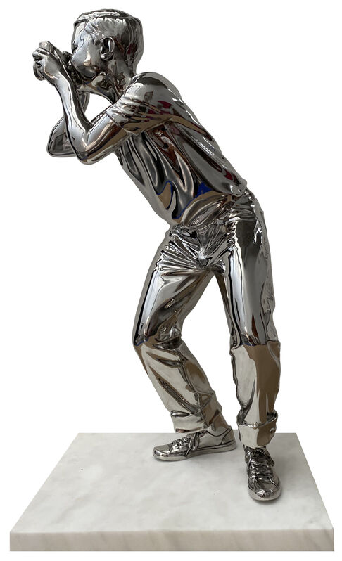 Mr. Brainwash, ‘Smile - Stainless Steel’, 2020, Sculpture, Polished Stainless Steel on Marble Base, Deodato Arte
