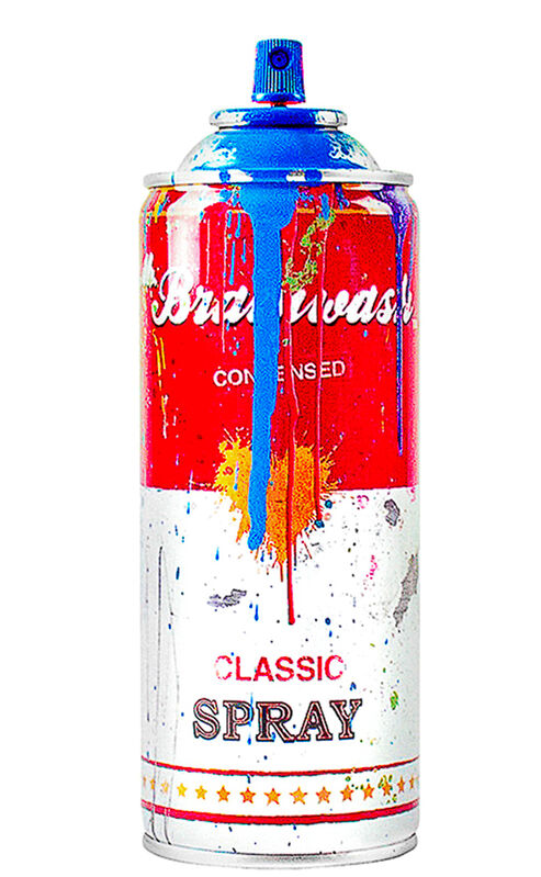 Mr. Brainwash, ‘SPRAY CAN CYAN (Hand Finished)’, 2013, Sculpture, Metal can with Original Label and Cyan Paint, Silverback Gallery