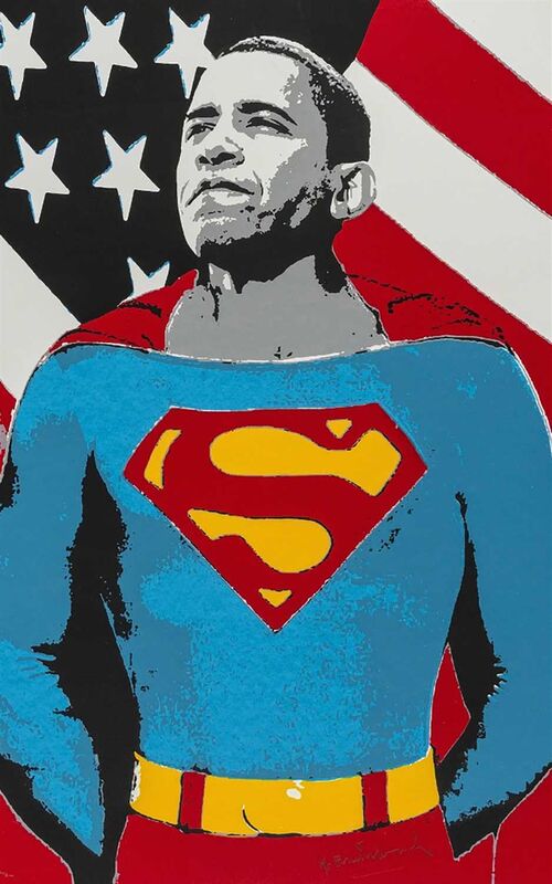 Mr. Brainwash, ‘Obama Superman (Silver)’, 2009, Print, Screen print in colours on archival paper, Tate Ward Auctions