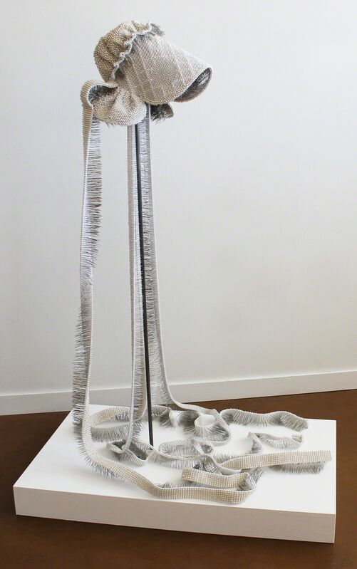 Angela Ellsworth, ‘Seer Bonnet XIX (Flora Ann)’, 2011, Sculpture, 24,182 pearl corsage pins, fabric, steel, wood, Lisa Sette Gallery