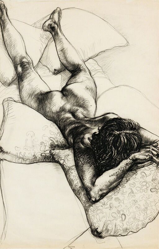 Diane Victor, ‘Reclining Woman’, Drawing, Collage or other Work on Paper, Charcoal on paper, Strauss & Co