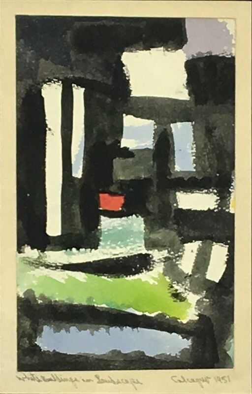 Lawrence Calcagno, ‘White Buildings in Landscape’, 1951, Painting, Watercolor on paper, 203 Fine Art