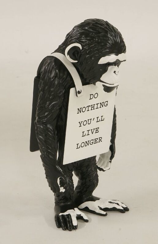 Banksy, ‘Monkey Sign - Do Nothing You’ll Live Longer (Black)’, 2016, Design/Decorative Art, Resin, Sworders